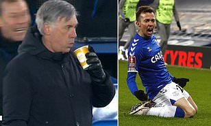 Carlo Ancelotti gólöröme az Everton győztes góljánál. /Fotó: Daily Mail /